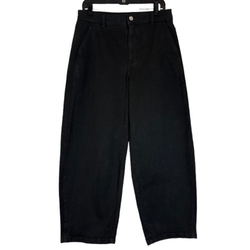 Everlane Utility Curve Pant Barrel Leg Jeans Black Denim Organic Cotton Size 10